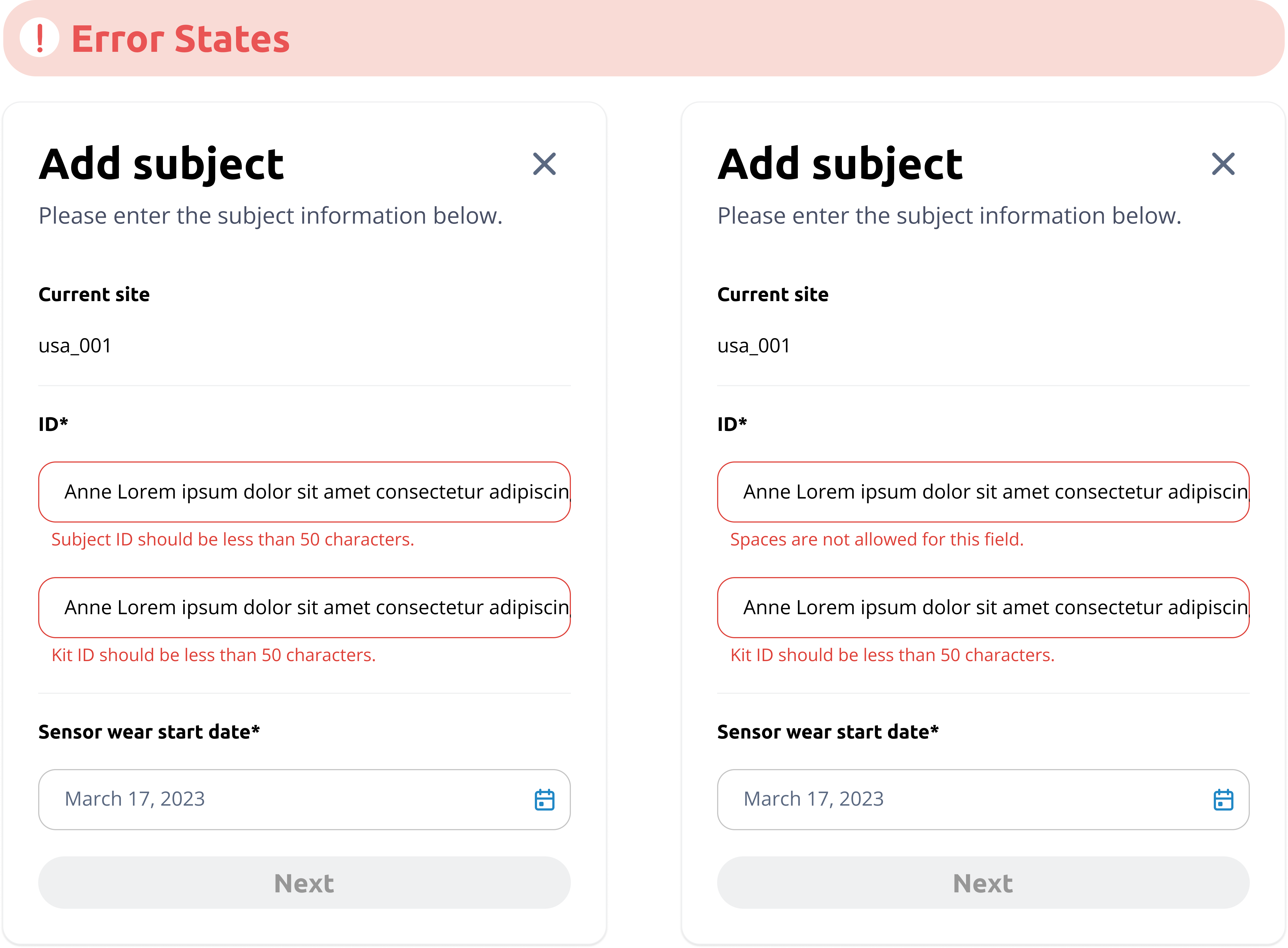 Error states